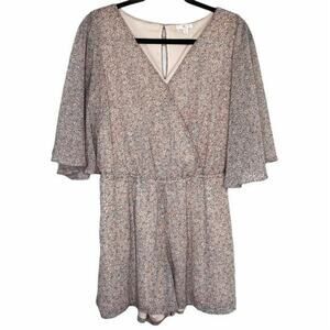 Charming Charlie Pink Wide Sleeve Romper Small